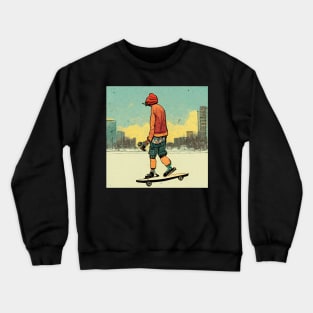 Skateboarder wearing all the right gear in the city. Crewneck Sweatshirt